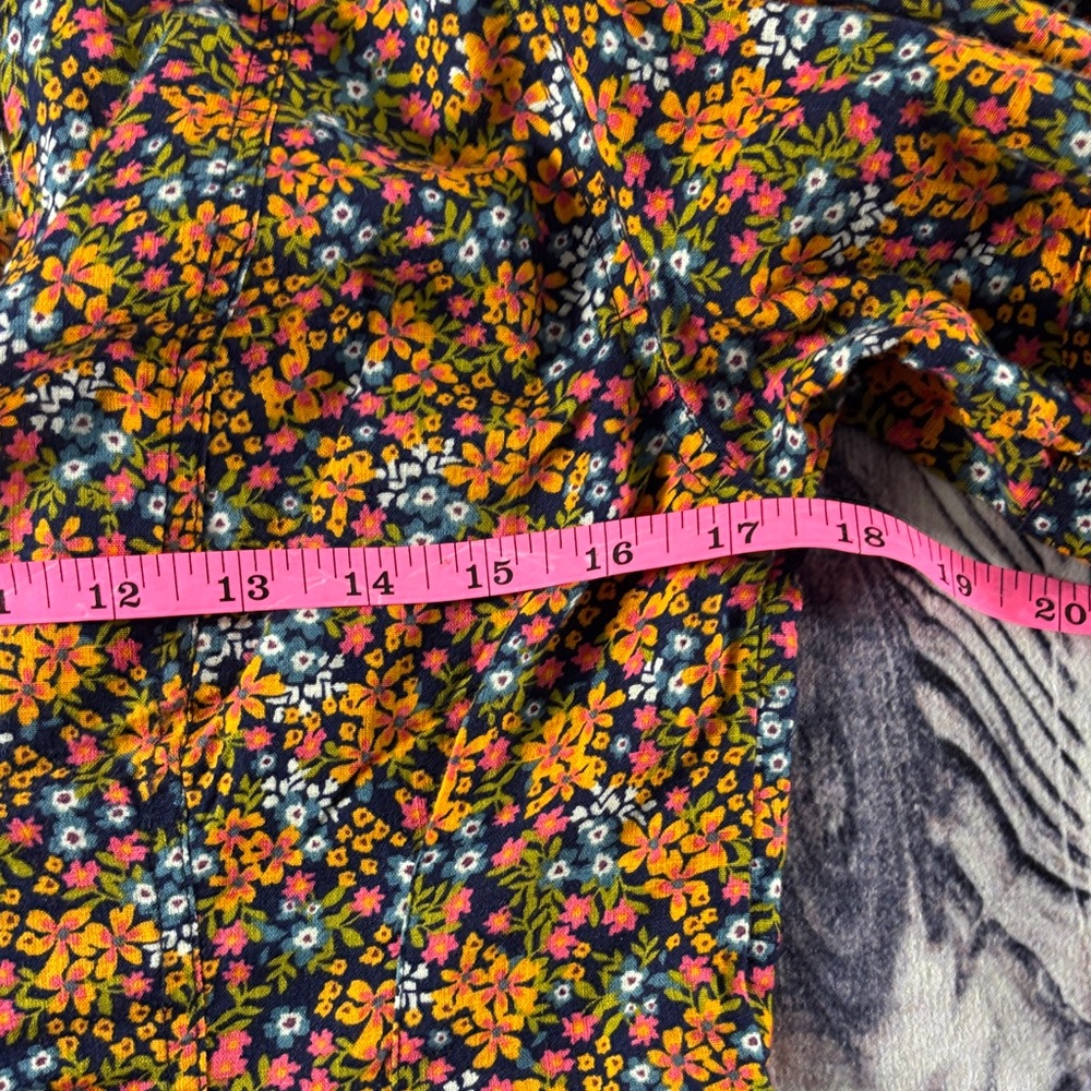 Free People Black Floral Button-Front Blouse with Orange & Pink Flowers - Picture 10 of 13